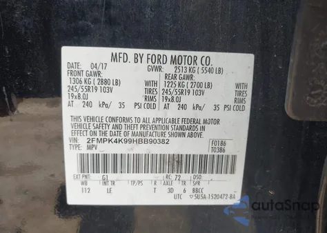 2017 Ford Edge Titanium from USA, damaged, VIN 2FMPK4K99HBB90382